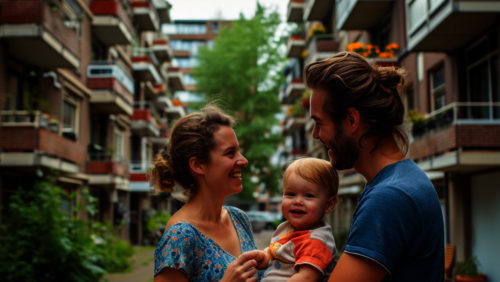 Een jong gezin op zoek naar een huis